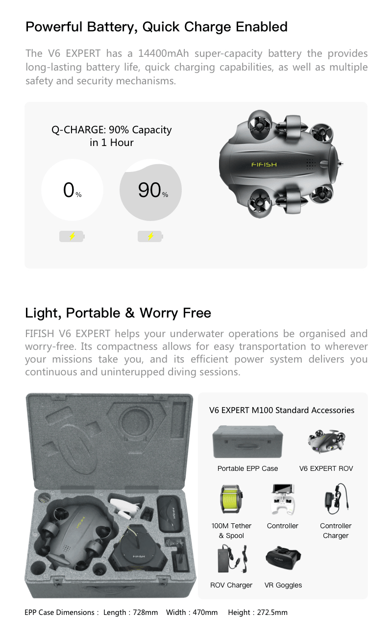 fifish v6 battery